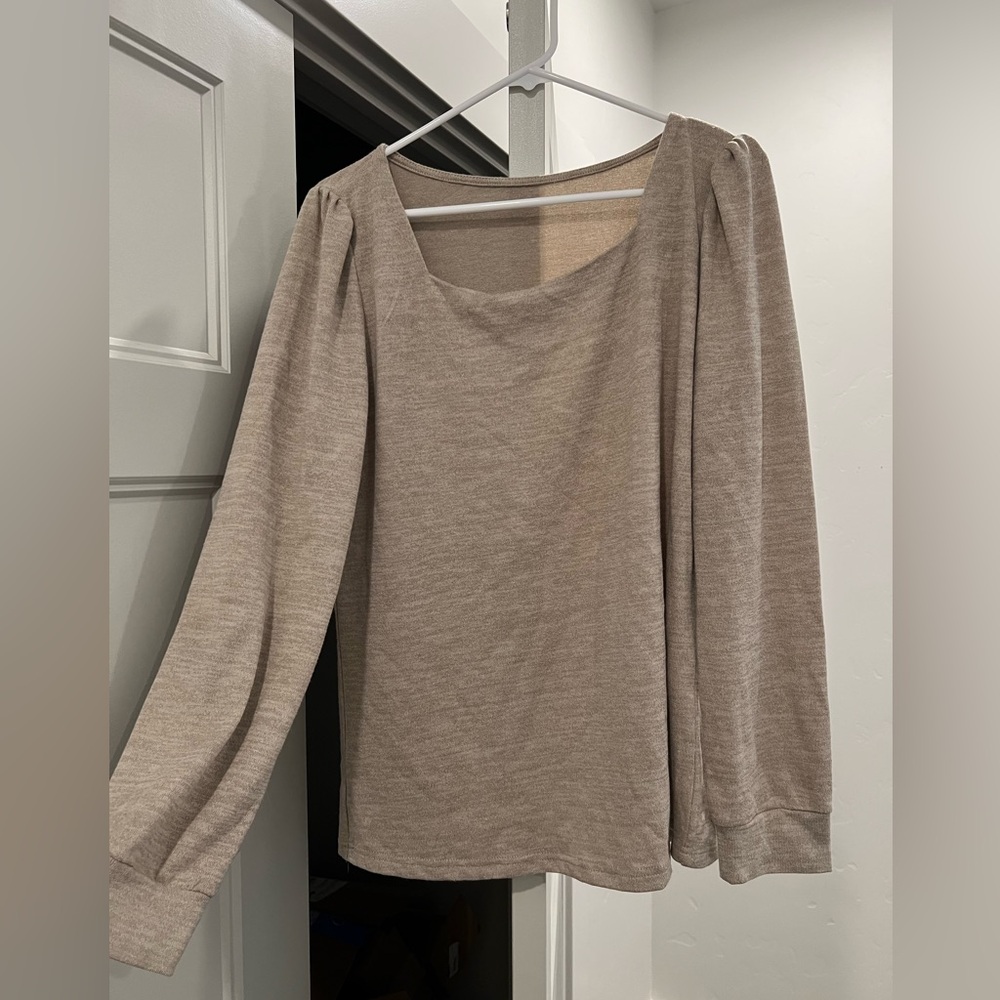 SHEIN Tan Cream Relaxed Blouse